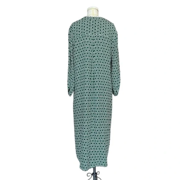 BODEN Tall Caftan Dress Green & White Geometric Patterned Tunic Dress Size 12L - Picture 3 of 10